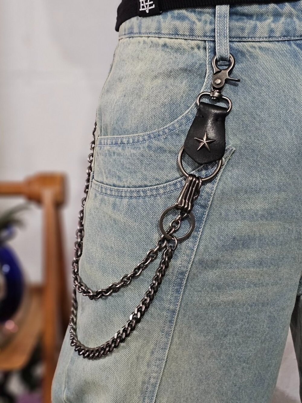 Leather Star Fob Double Wallet Chain – Heavyweight (21)